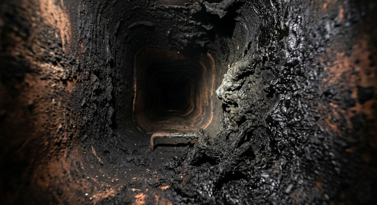 Conduit de cheminée encrassé nécessitant un ramonage à Meaux